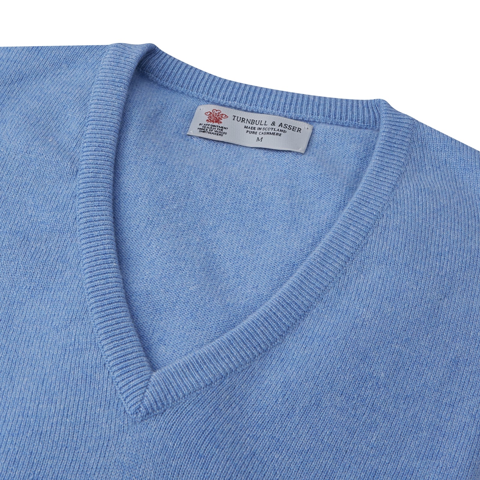 View 2 of product Sky Blue Fine Cashmere V-Neck Jumper