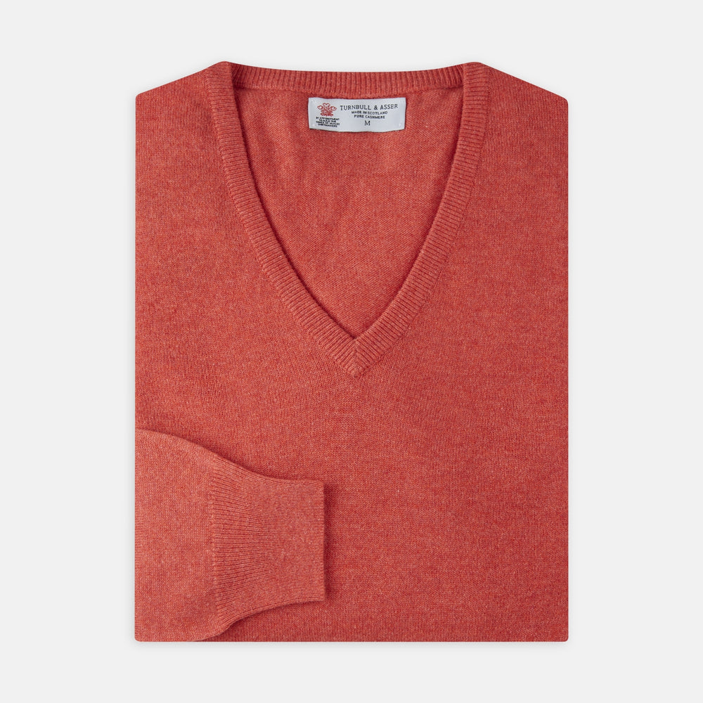 Crimson Fine Cashmere V-Neck Jumper