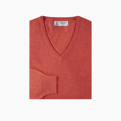 Crimson Fine Cashmere V-Neck Jumper Image 2