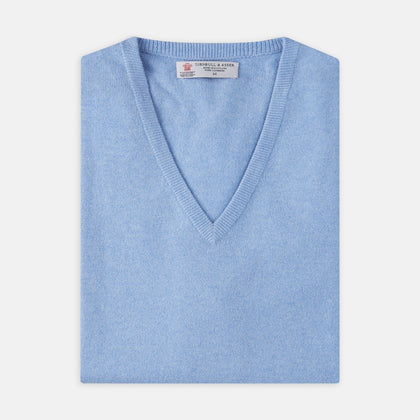 Sky Blue Fine Cashmere Slipover Image 3