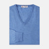 View 1 of product Sky Blue Fine Merino V-Neck Jumper