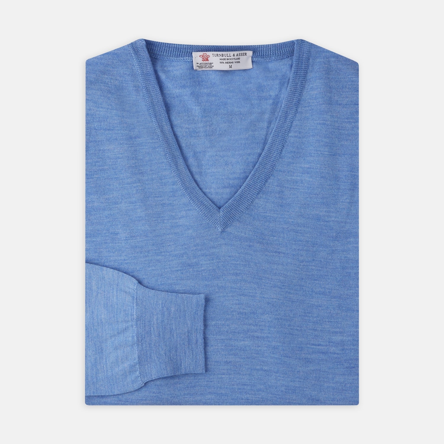 View 1 of product Sky Blue Fine Merino V-Neck Jumper