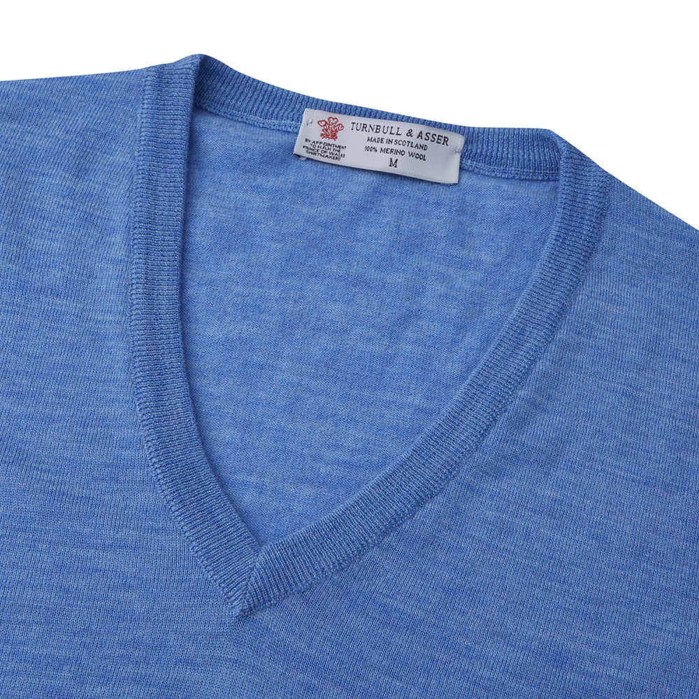 Sky Blue Fine Merino V-Neck Jumper