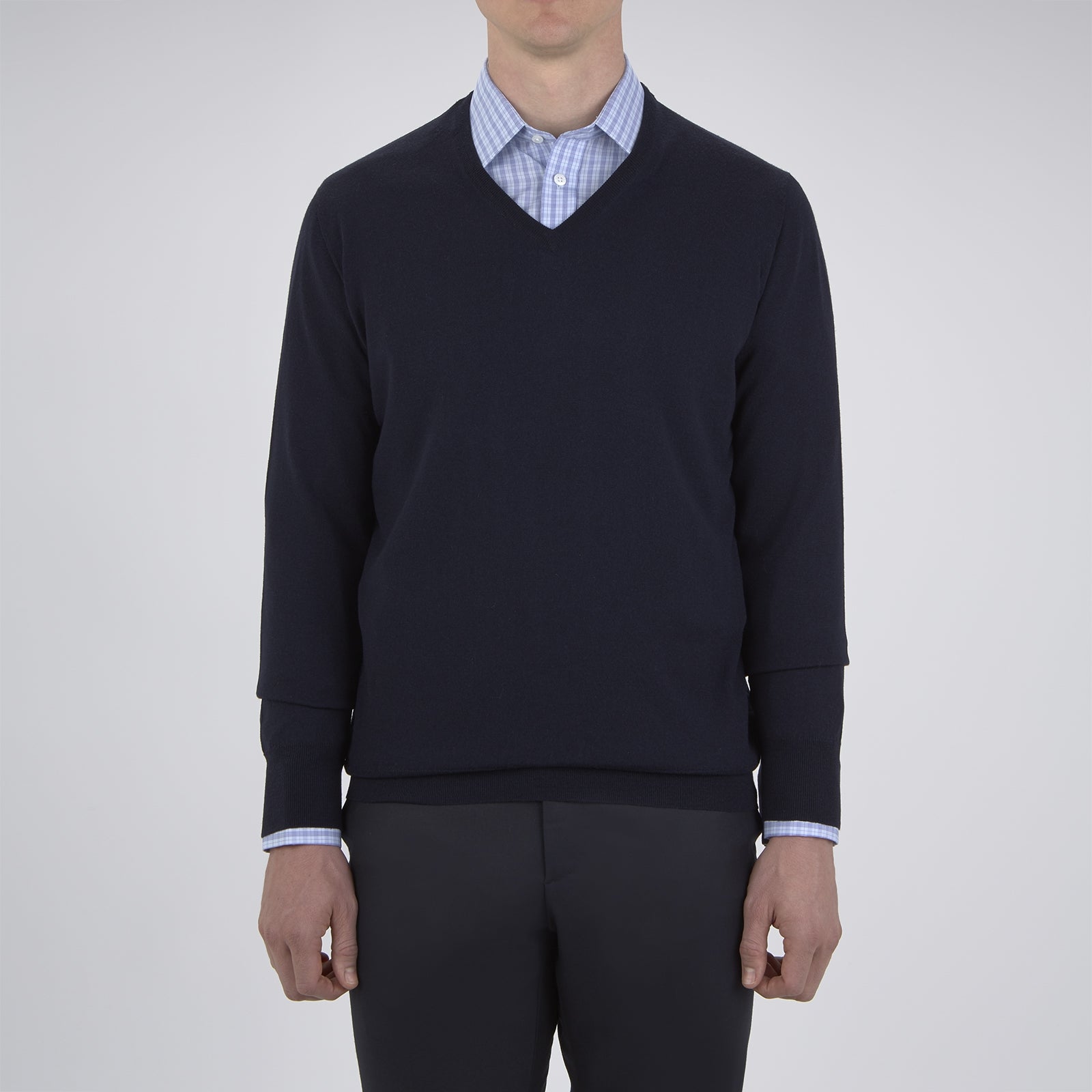 View 2 of product Indigo V-Neck Merino Wool Jumper