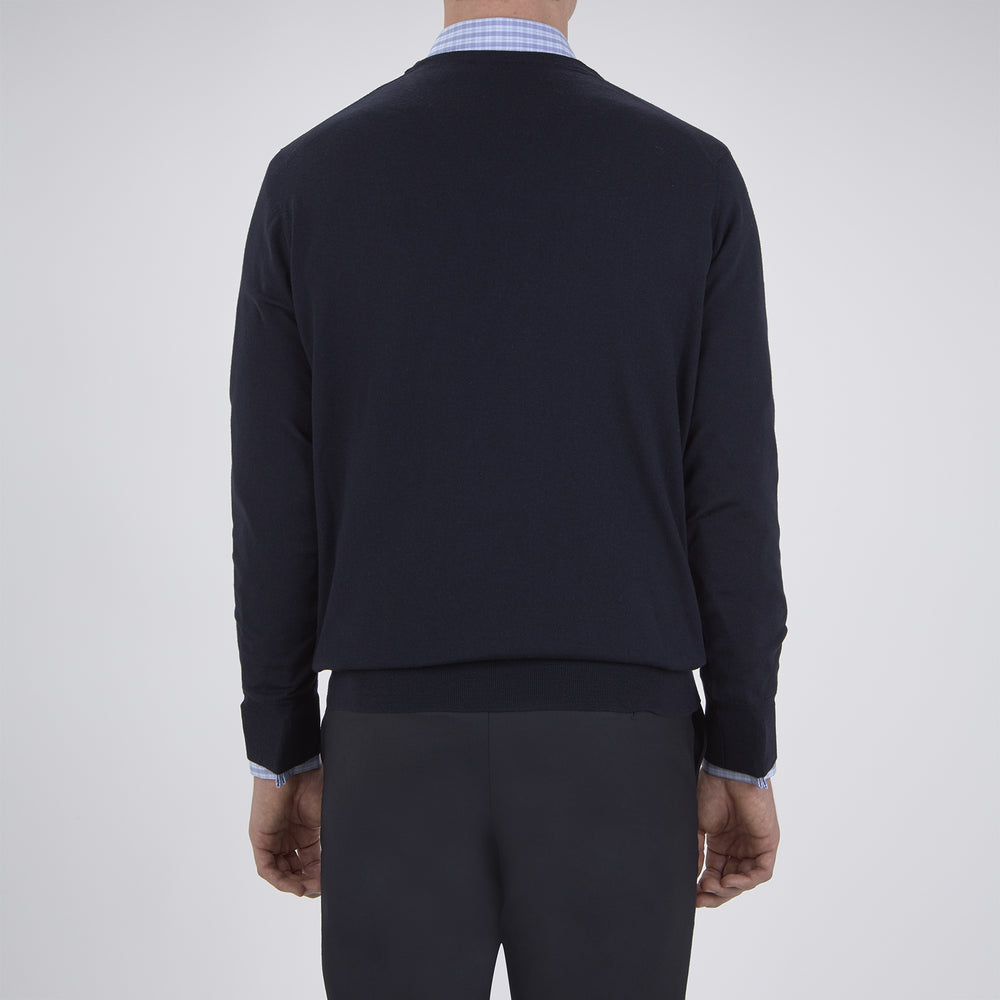 Indigo V-Neck Merino Wool Jumper