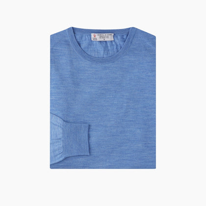 Sky Blue Fine Merino Crew Neck Jumper Image 2