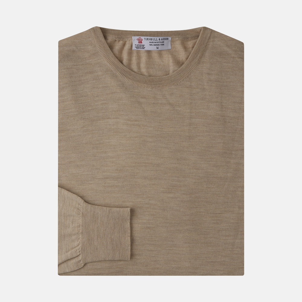 Camel Fine Merino Crewneck Jumper