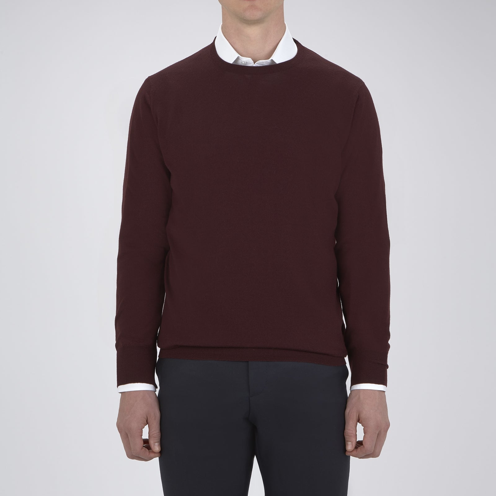 View 2 of product Wine Crew Neck Merino Wool Jumper