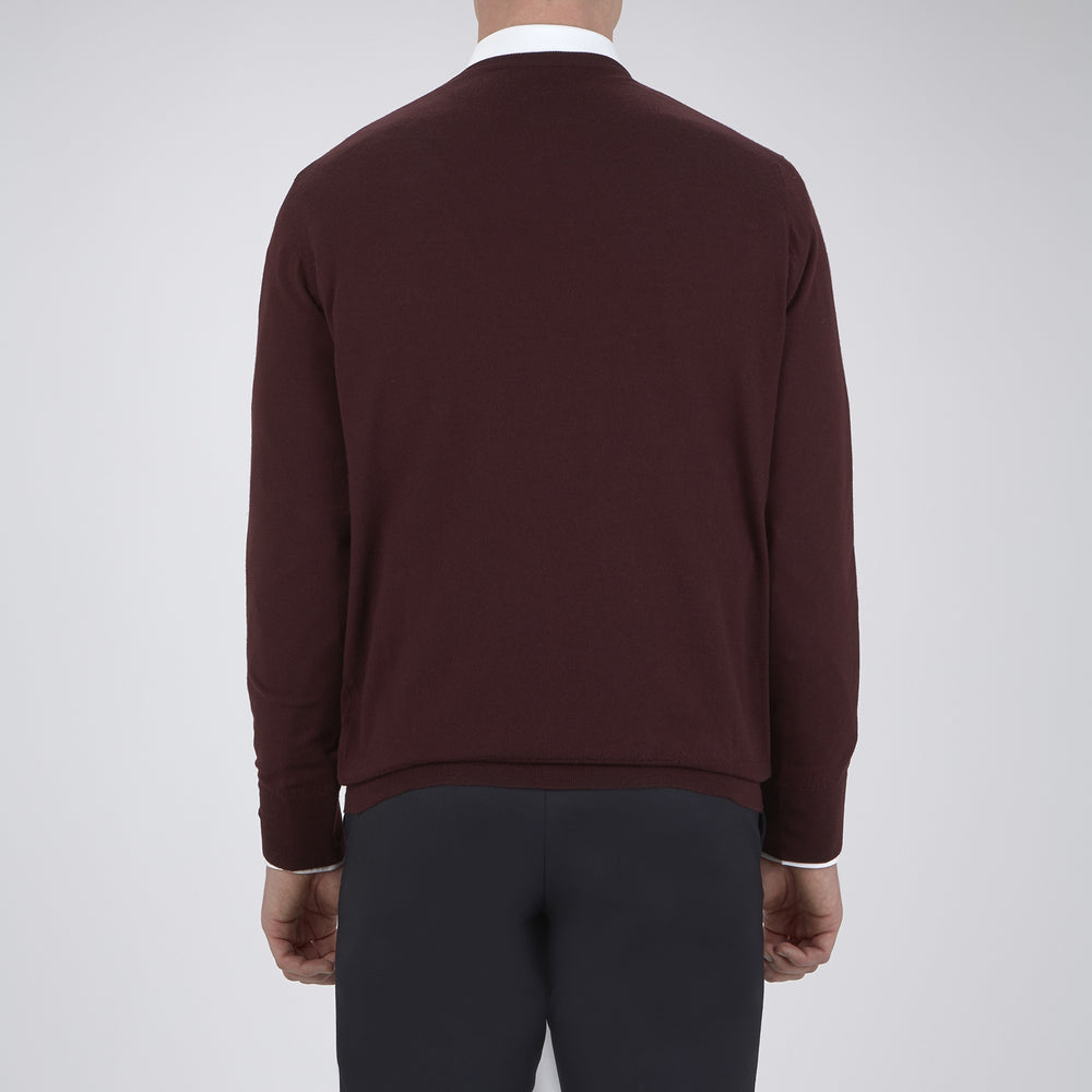 Wine Crew Neck Merino Wool Jumper