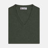 View 1 of product Green V-Neck Cashmere Slipover