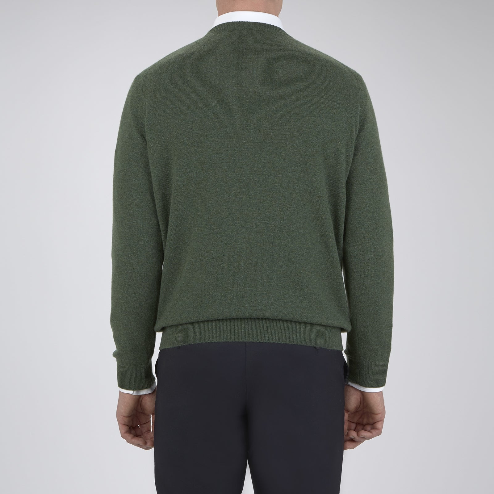 View 3 of product Green Crew Neck Cashmere Jumper