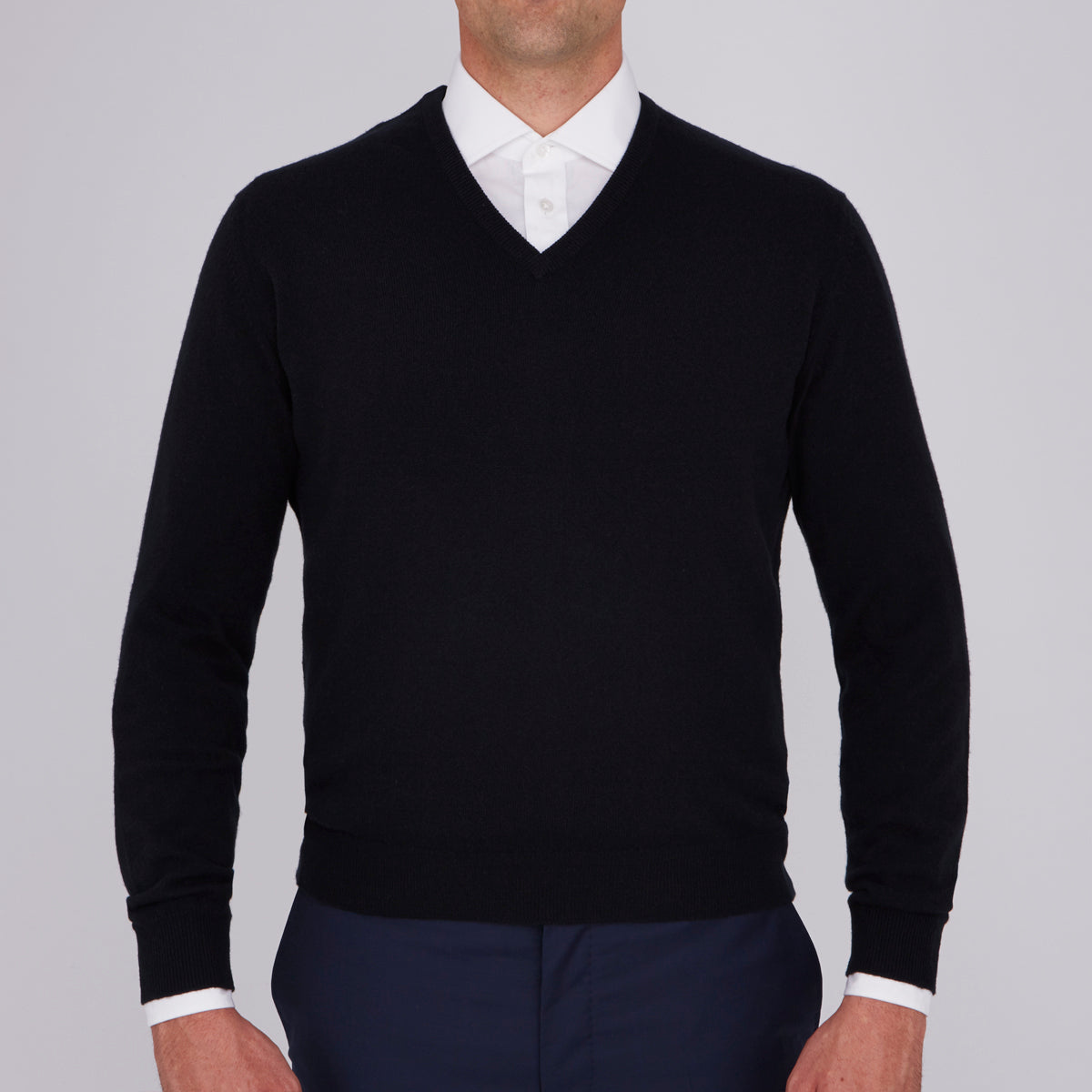 blue dress for baby girl Turnbull & Asser Black V-Neck Cashmere Jumper