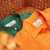 Orange Weekend Fit Long Sleeve Linen Shirt with Derby Collar and 1-Button Cuffs