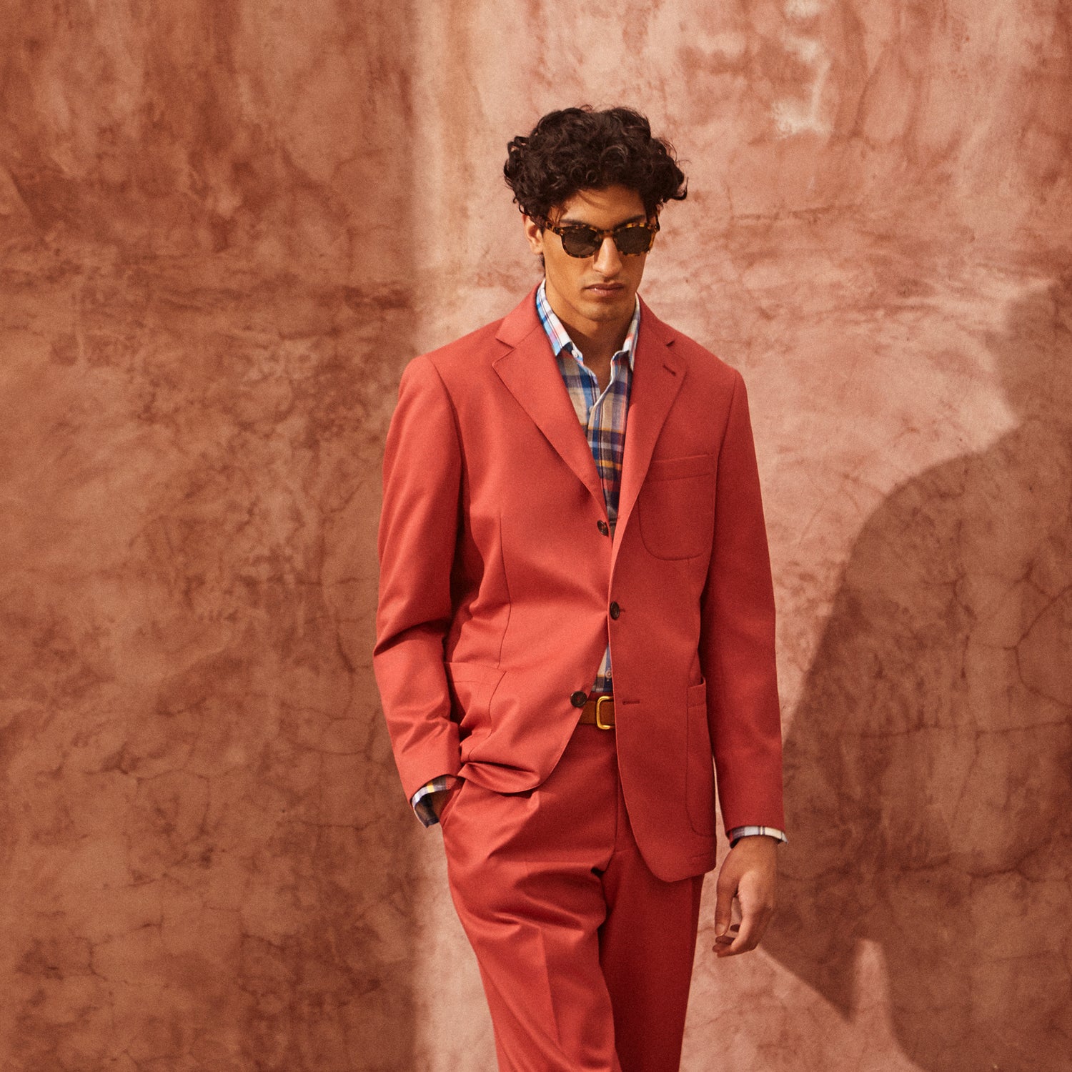 View 2 of product Clay Red Cotton 3 Button Blazer