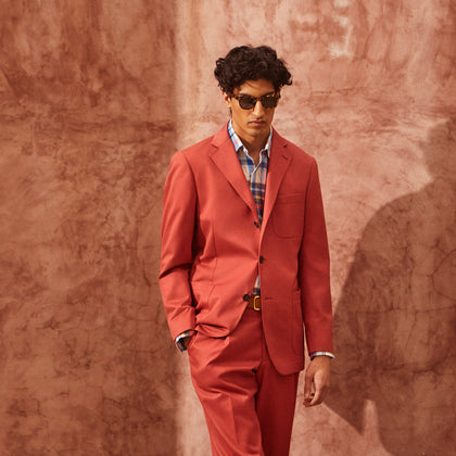 Clay Red Cotton 3 Button Blazer Image 1