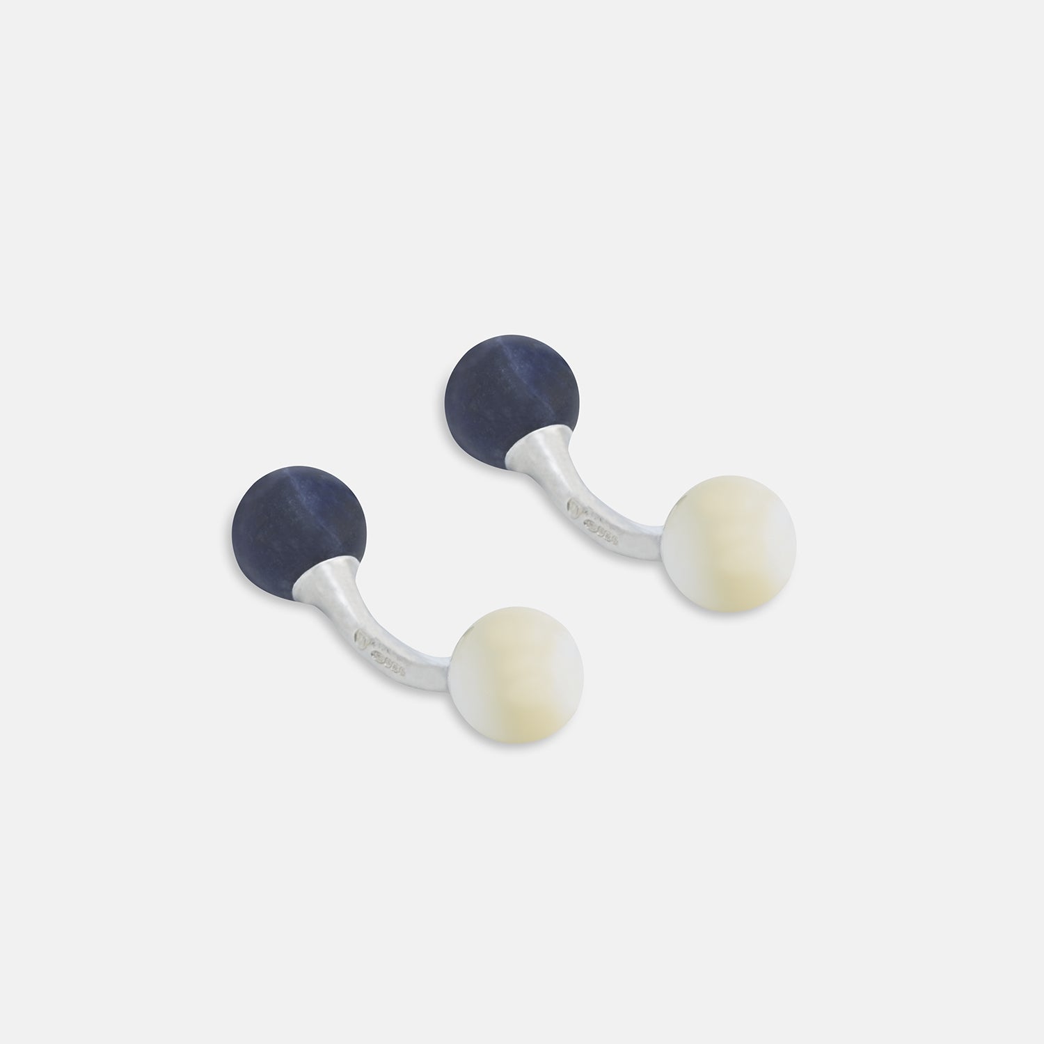 View 1 of product Reversible Navy and White Bulb Sterling Silver Cufflinks