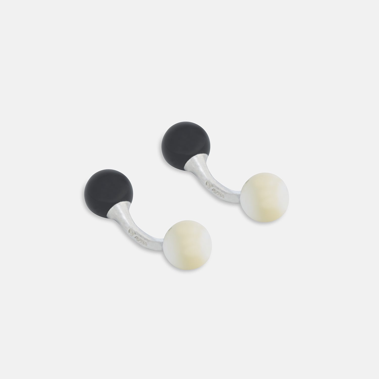View 1 of product Reversible Onyx and Mother-of-Pearl Bulb Sterling Silver Cufflinks