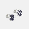 View 1 of product Spotted Navy and White Sterling Silver Enamelled Cufflinks