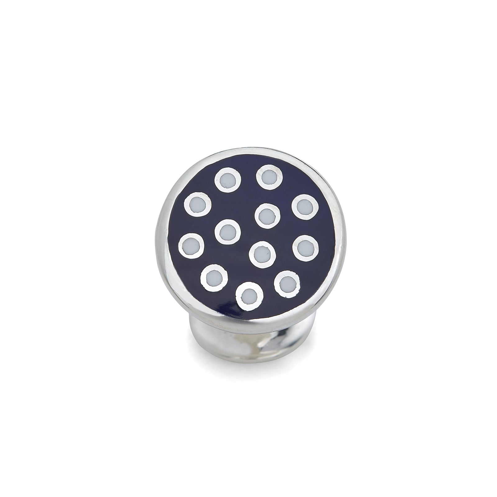 View 3 of product Spotted Navy and White Sterling Silver Enamelled Cufflinks