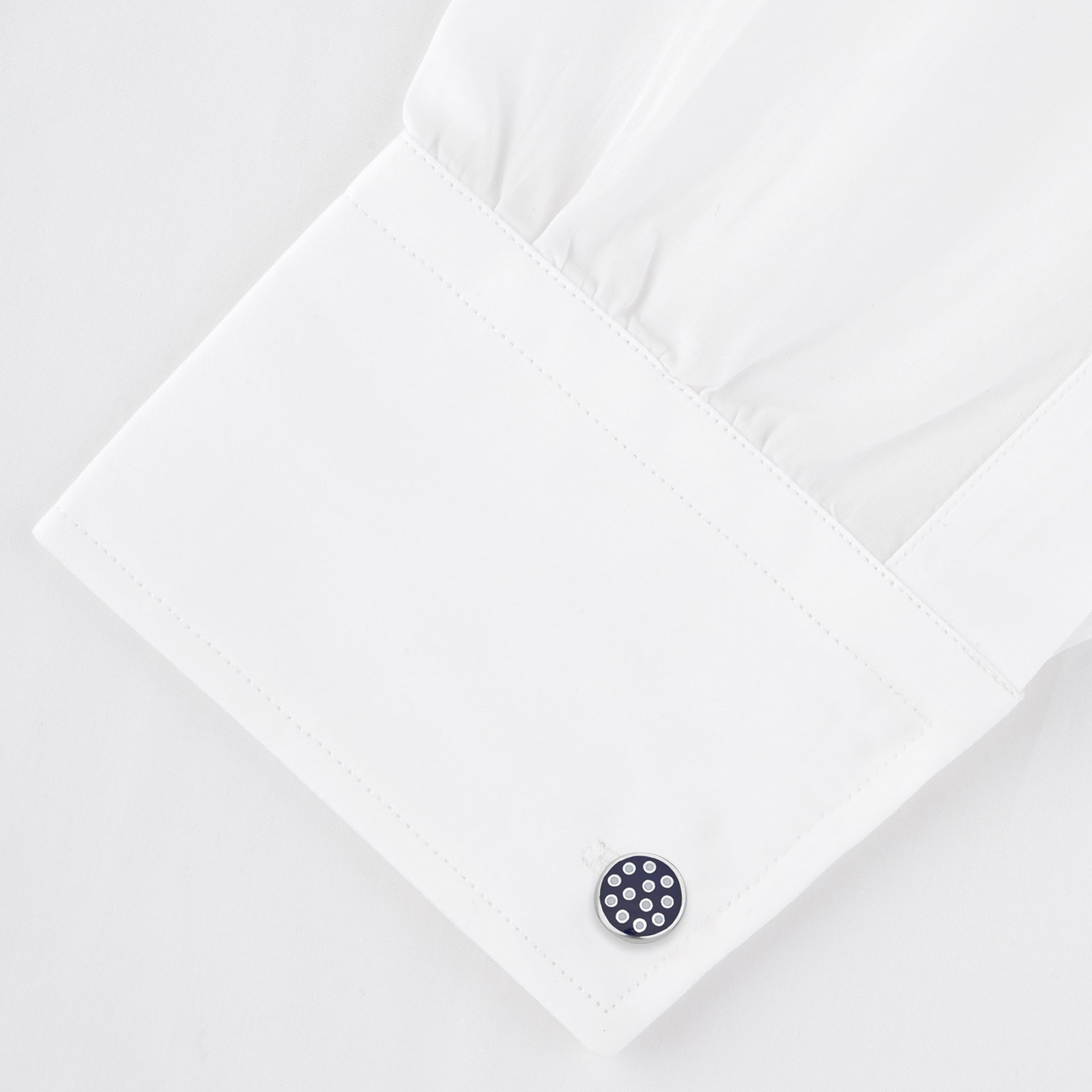 View 4 of product Spotted Navy and White Sterling Silver Enamelled Cufflinks