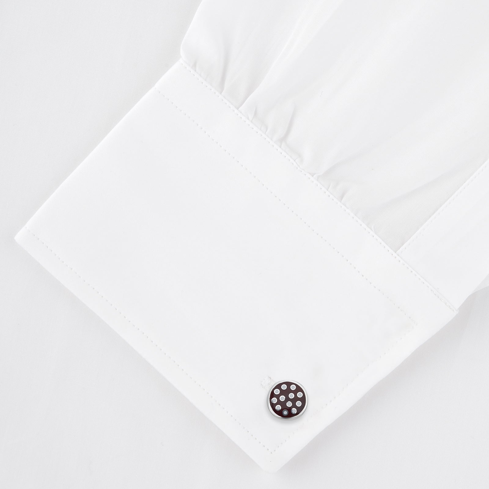 View 4 of product Spotted Burgundy and White Sterling Silver Enamelled Cufflinks