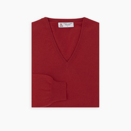 Deep Red V-Neck Cashmere Jumper Image 2