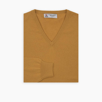 Sunflower Yellow V-Neck Cashmere Jumper Image 3