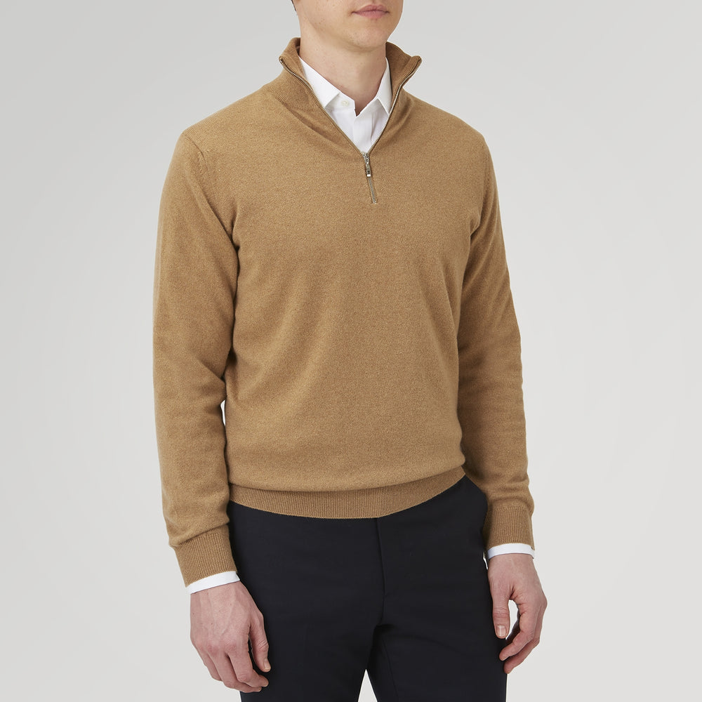 Natural Half-Zip Cashmere Jumper