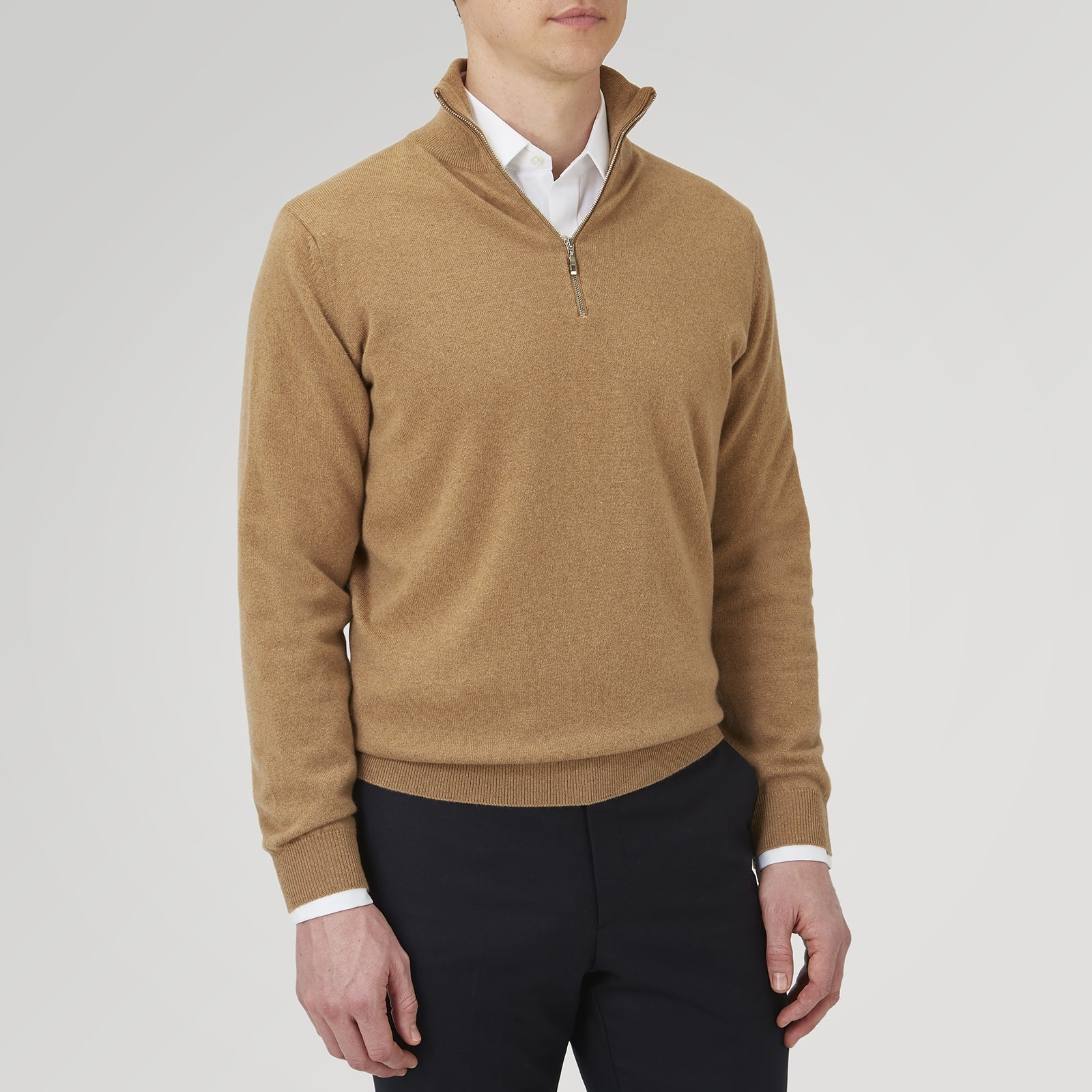 View 3 of product Natural Half-Zip Cashmere Jumper