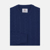 View 1 of product Blue Crew Neck Cable Knit Cashmere Jumper