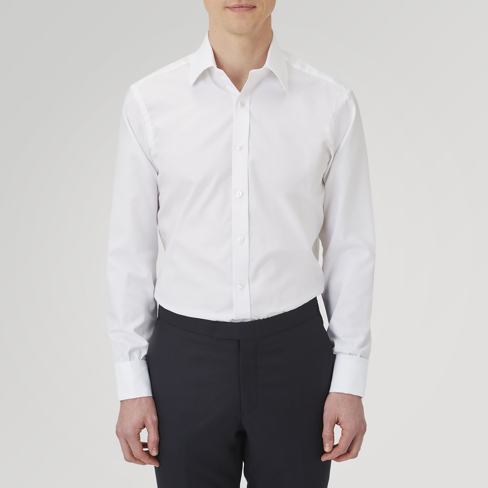 View 2 of product White Superfine Oxford Cotton Shirt with T&A Collar and Double Cuffs