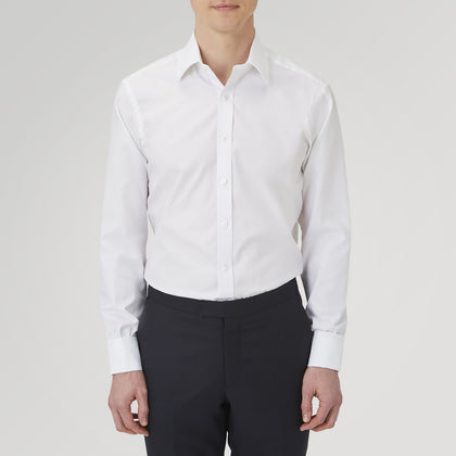 White Superfine Oxford Cotton Shirt with T&A Collar and Double Cuffs
