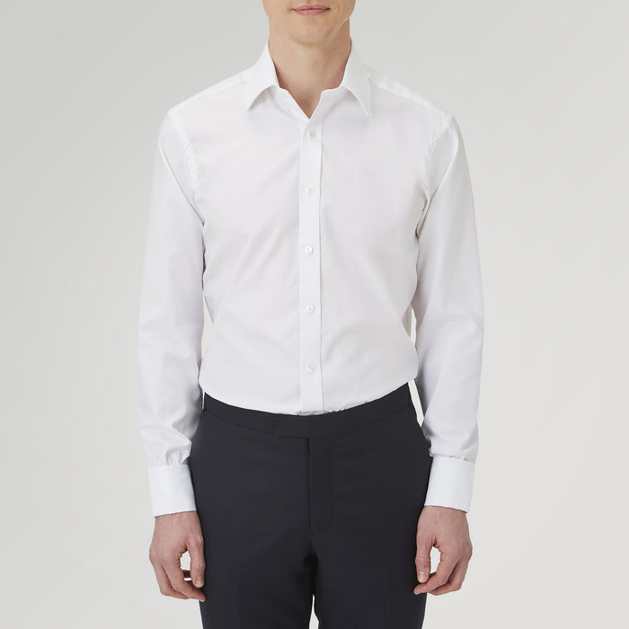 White Superfine Oxford Cotton Shirt with T&A Collar and Double Cuffs Image 1