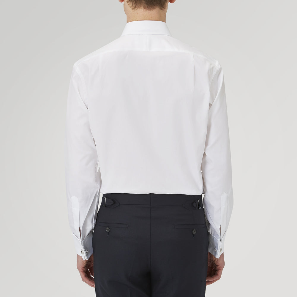 White Superfine Oxford Cotton Shirt with T&A Collar and Double Cuffs