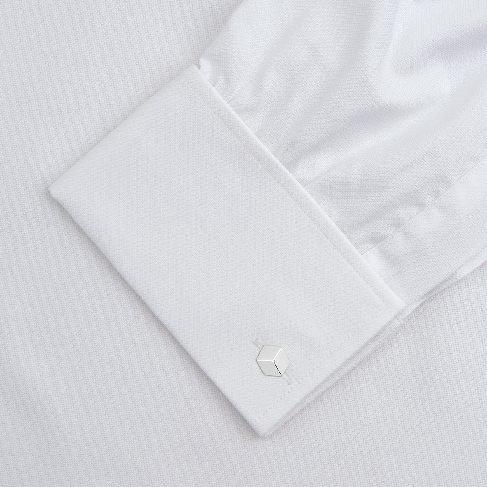 View 4 of product White Superfine Oxford Cotton Shirt with T&A Collar and Double Cuffs