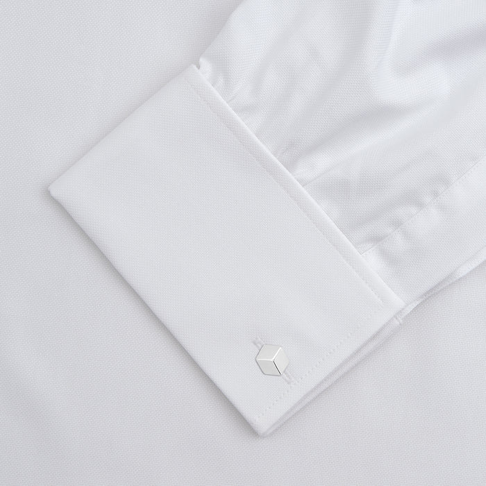 White Superfine Oxford Cotton Shirt with T&A Collar and Double Cuffs Image 3