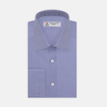 Blue Superfine Oxford Cotton Shirt with T&A Collar and Double Cuffs