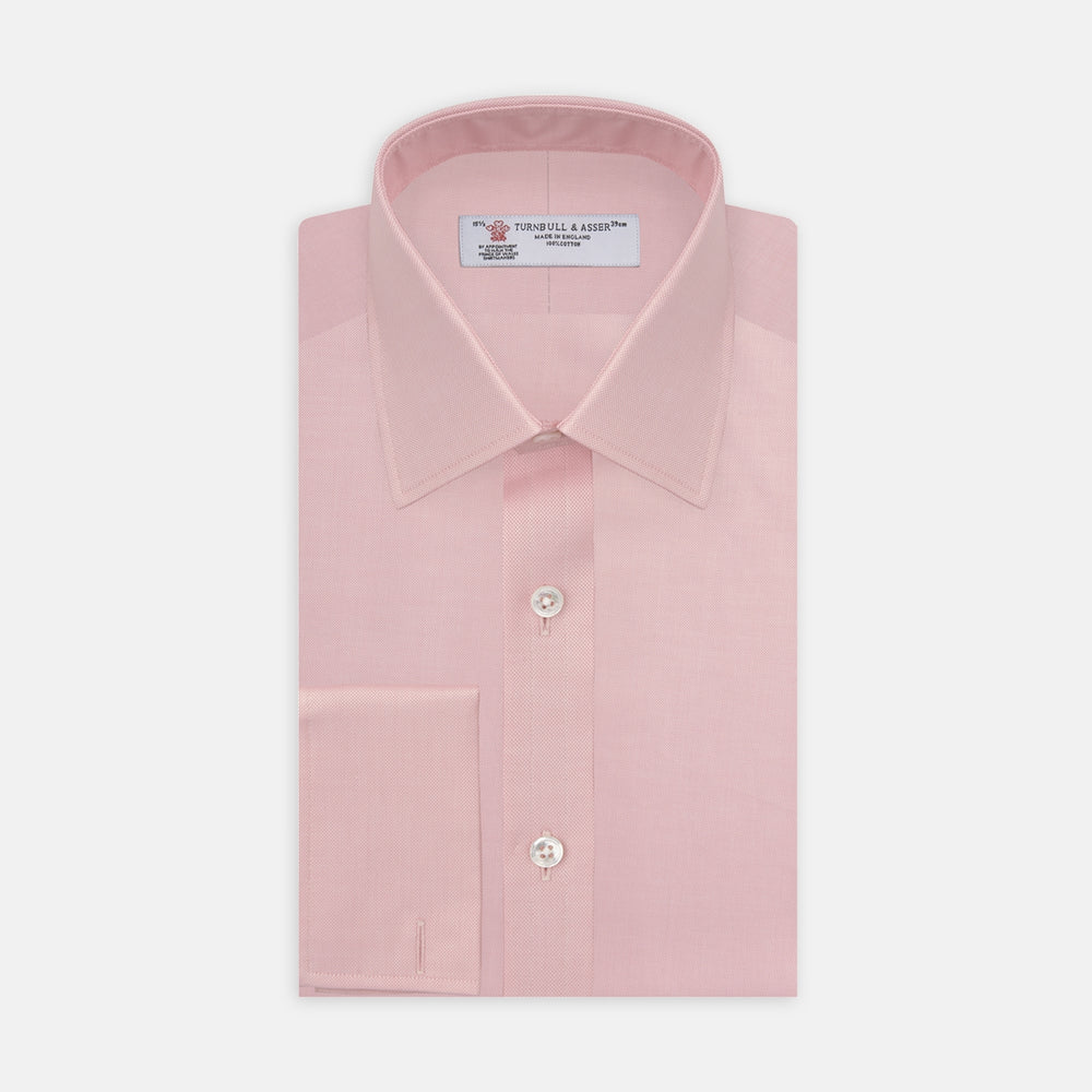 Pink Superfine Oxford Cotton Shirt with T&A Collar and Double Cuffs