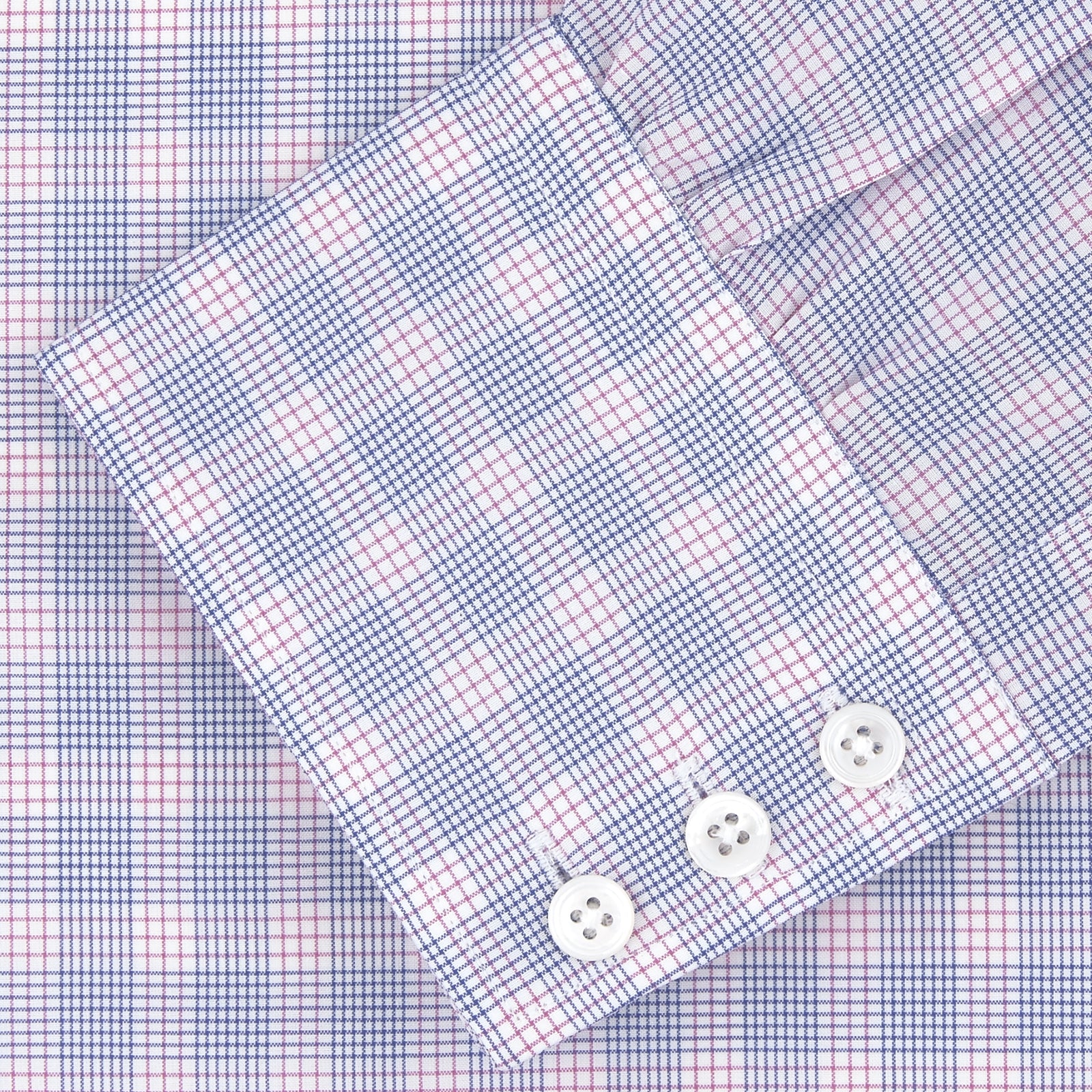Blue and Pink CrossCheck Shirt with T&A Collar and 3-Button Cuffs