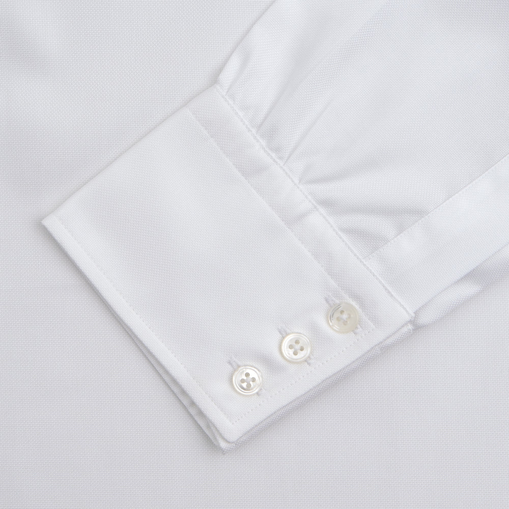 White Superfine Oxford Cotton Shirt with T&A Collar and 3-Button Cuffs
