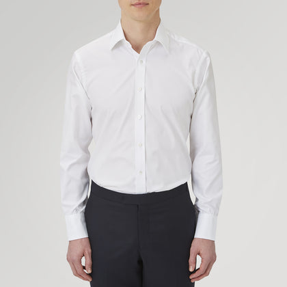 White Superfine Oxford Cotton Shirt with T&A Collar and 3-Button Cuffs