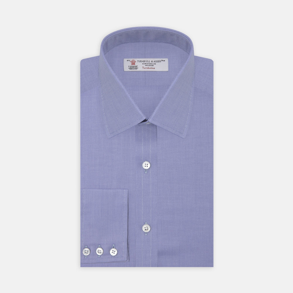 Blue Superfine Oxford Cotton Shirt with T&A Collar and 3-Button Cuffs