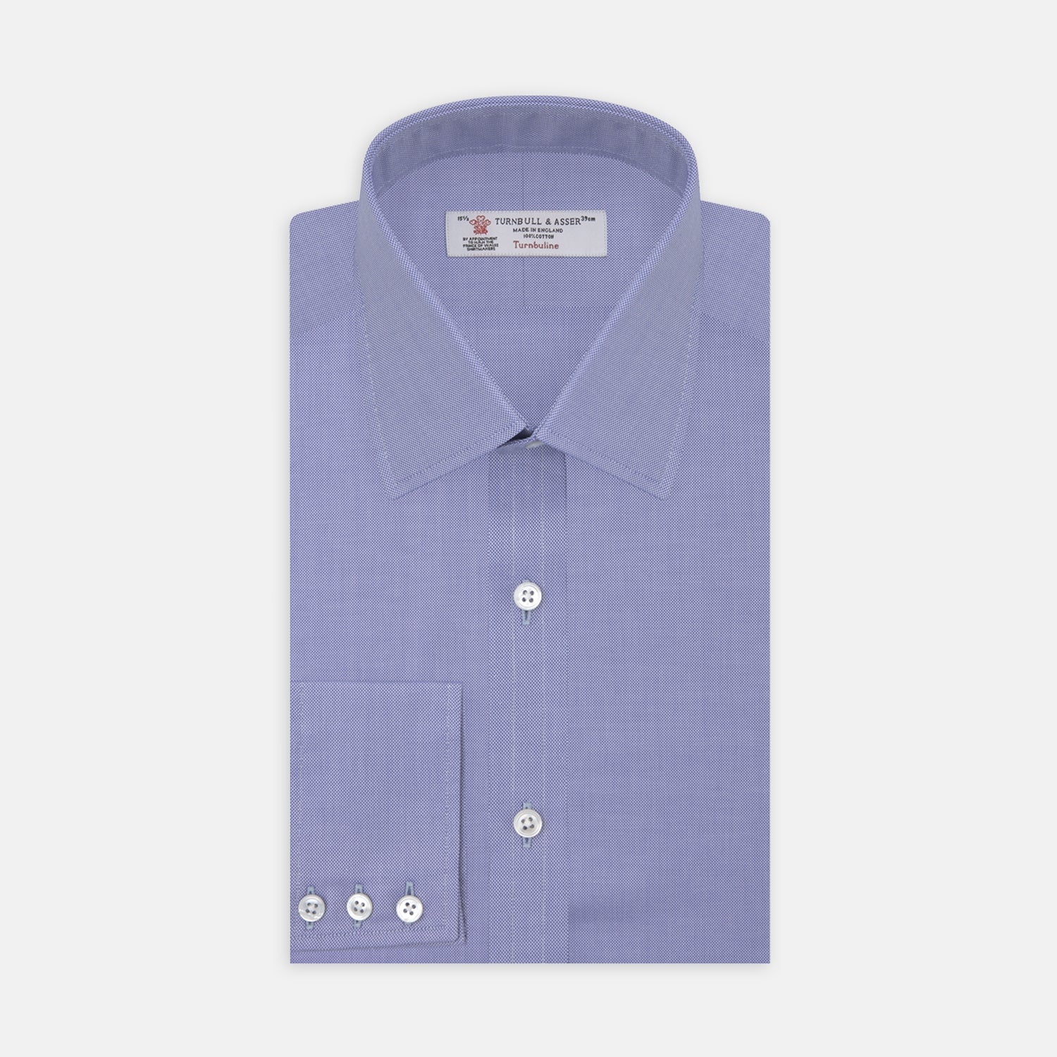 View 1 of product Blue Superfine Oxford Cotton Shirt with T&A Collar and 3-Button Cuffs