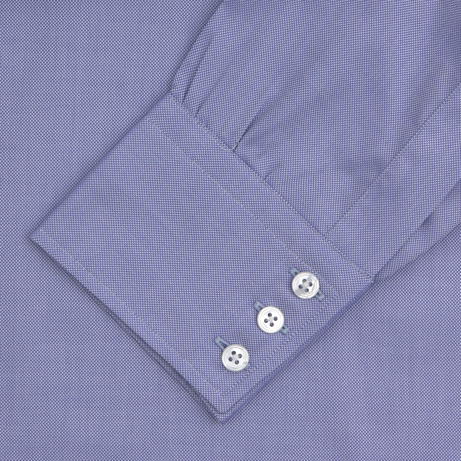 View 4 of product Blue Superfine Oxford Cotton Shirt with T&A Collar and 3-Button Cuffs