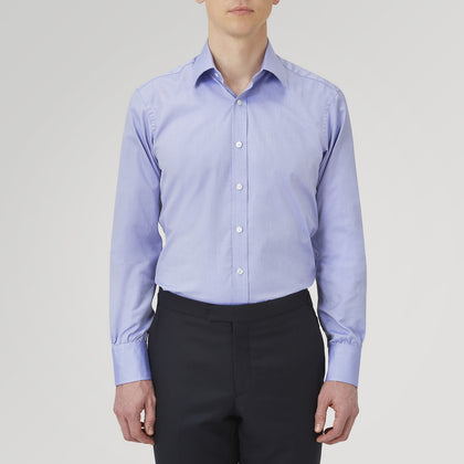 Blue Superfine Oxford Cotton Shirt with T&A Collar and 3-Button Cuffs Image 1