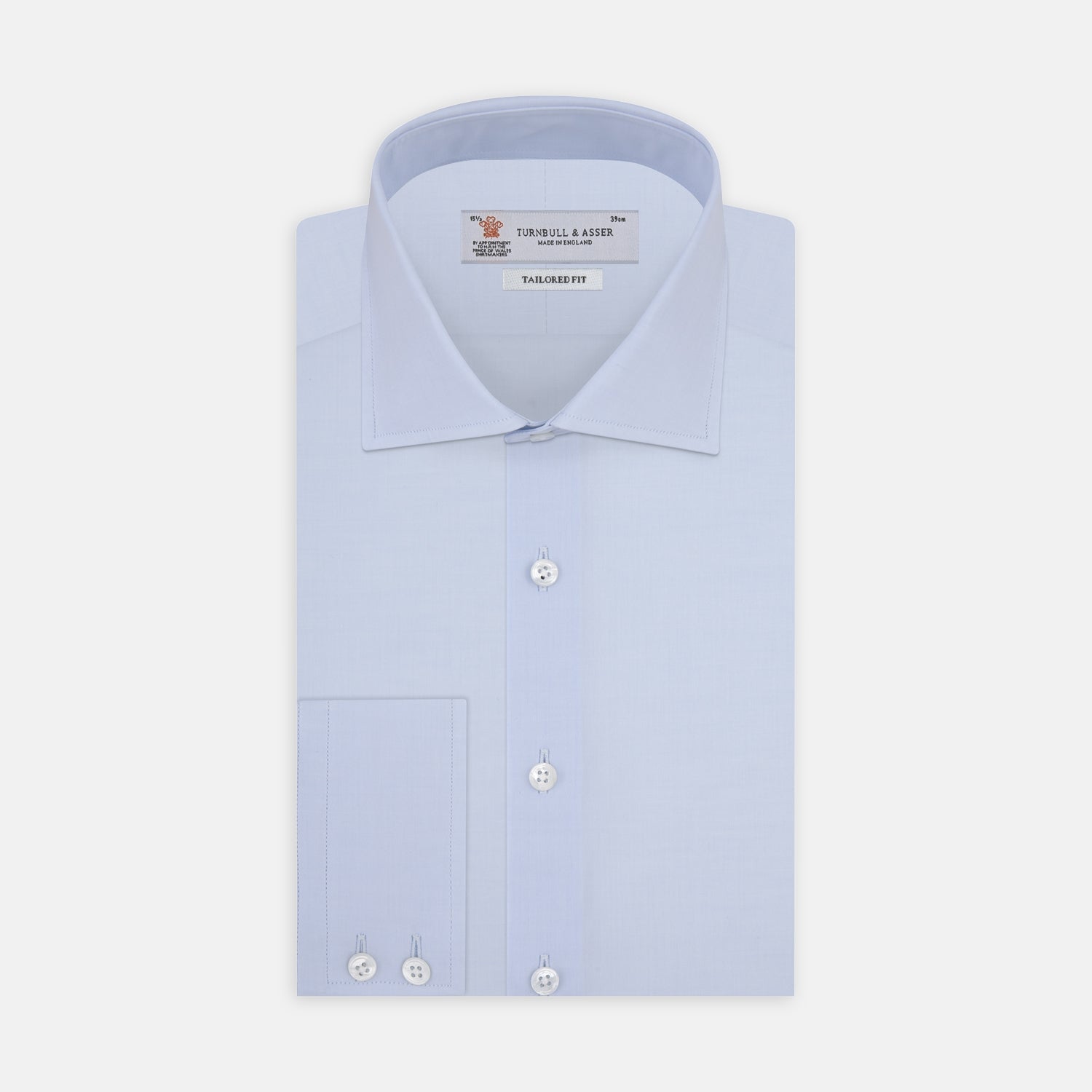 View 1 of product Tailored Fit Two-Fold 120 Light Blue Shirt with Kent Collar and 2-Button Cuffs