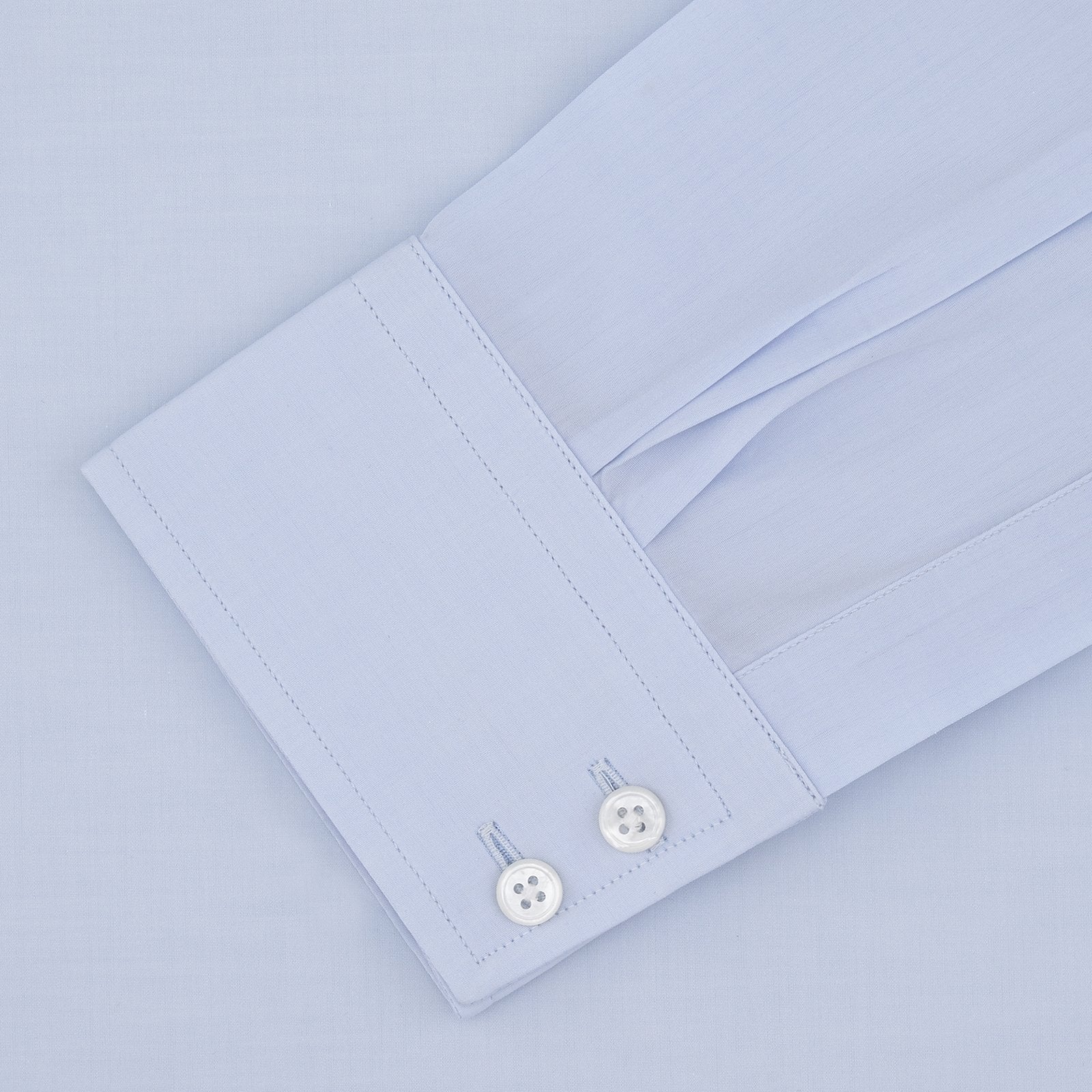 View 4 of product Tailored Fit Two-Fold 120 Light Blue Shirt with Kent Collar and 2-Button Cuffs