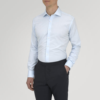 Tailored Fit Two-Fold 120 Light Blue Shirt with Kent Collar and 2-Button Cuffs Image 1