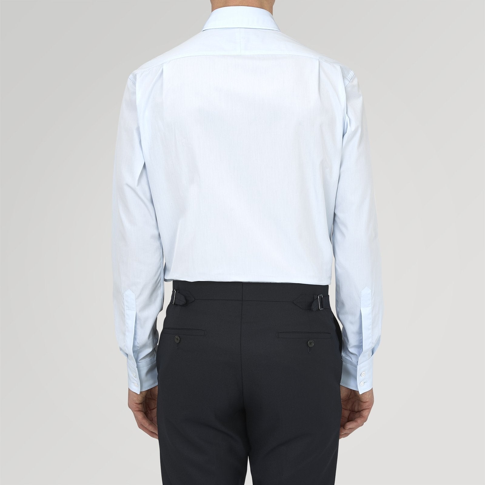 View 3 of product Tailored Fit Two-Fold 120 Light Blue Shirt with Kent Collar and 2-Button Cuffs