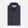 View 1 of product Tailored Fit Navy Cashmere Blend Shirt with Kent Collar and 2-Button Cuffs
